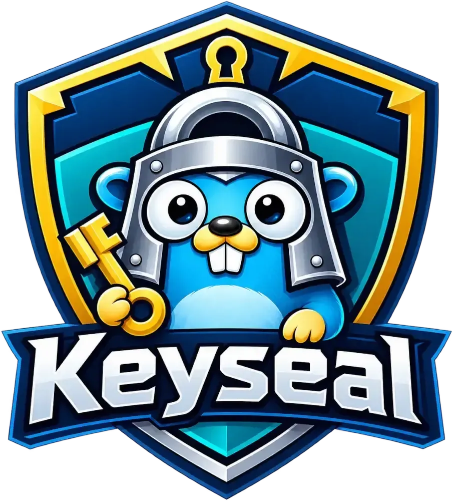 Keyseal logo with Go mascot holding a key